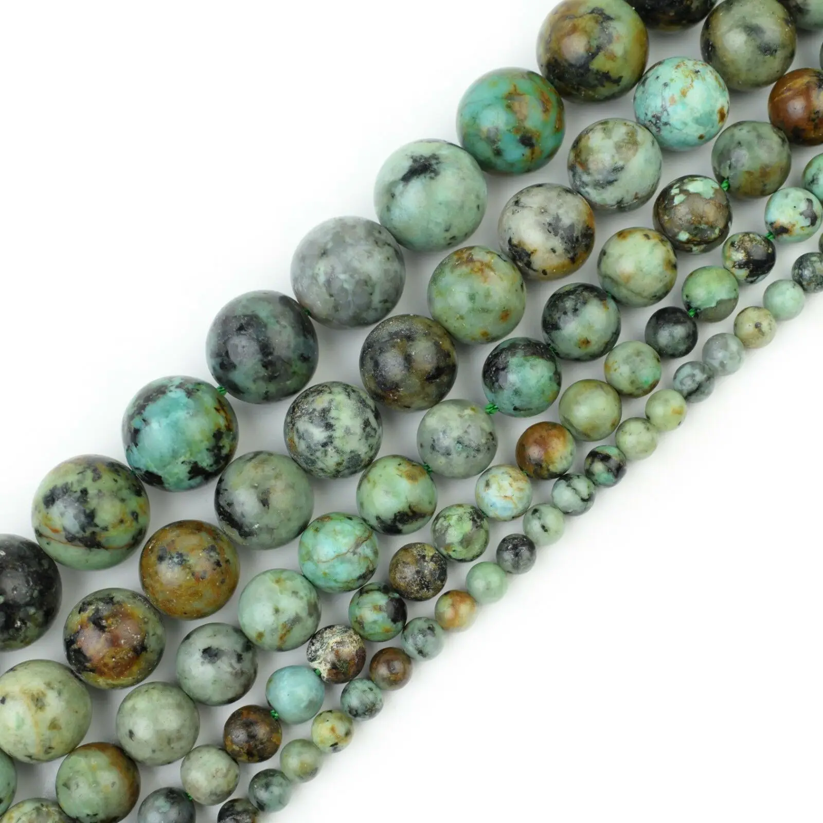 

Natural African Turquoise Stone Jewellery String, Round Loose Beads for DIY Jewelry Making, 1 String/15 Inches