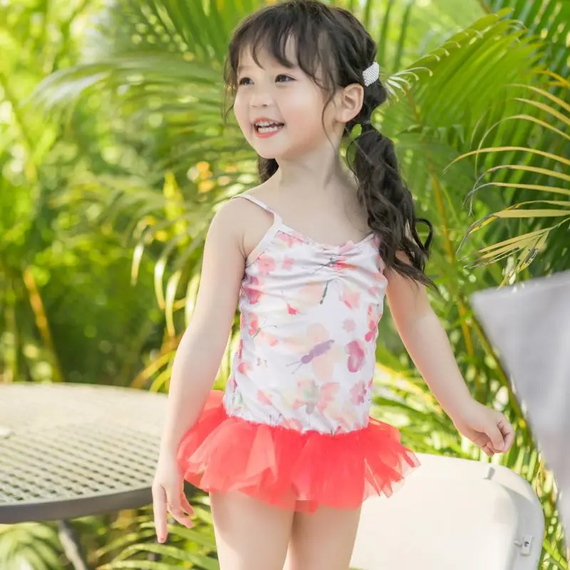

Cute Girls Swimsuit Kids Beach Swimwear Baby Girls Bathing Suits with Hat Set