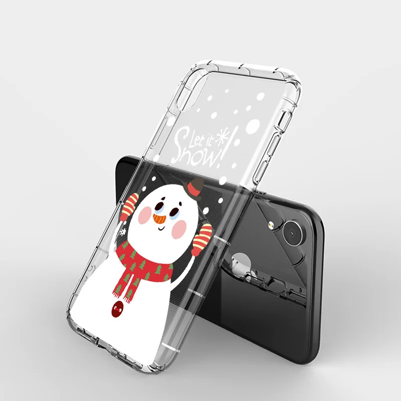 

manufacturer wholesale Christmas Cartoon Transparent Tpu Phone Case Snowman Pattern Phone Case For Iphone Series