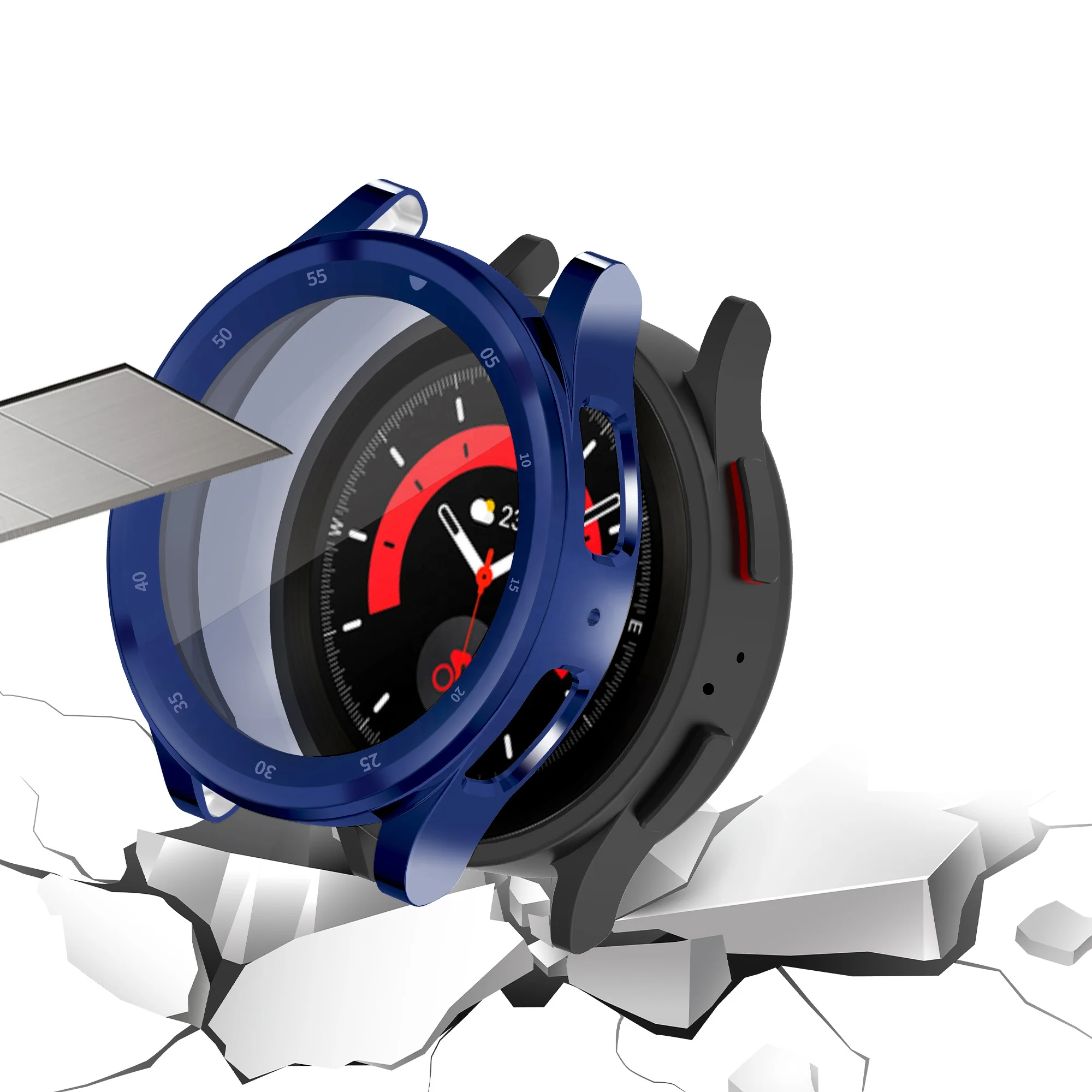 

Full TPU Screen Protector For Samsung Galaxy Watch 5 Pro 45mm Ruler Scale Electroplated TPU Watch Cover Case