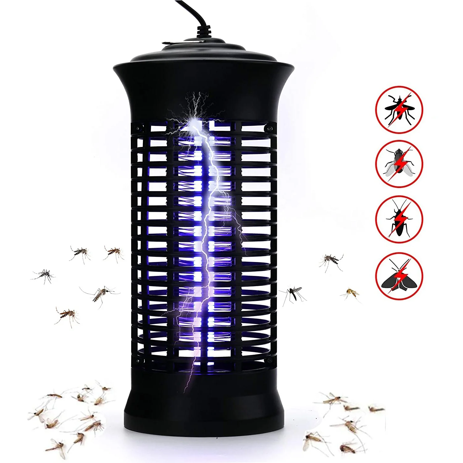 

Bug Zapper Electric Mosquito Killer Fly Insect Trap Indoor Home Bedroom Kitchen Office Mosquito Trap Lamp, Black