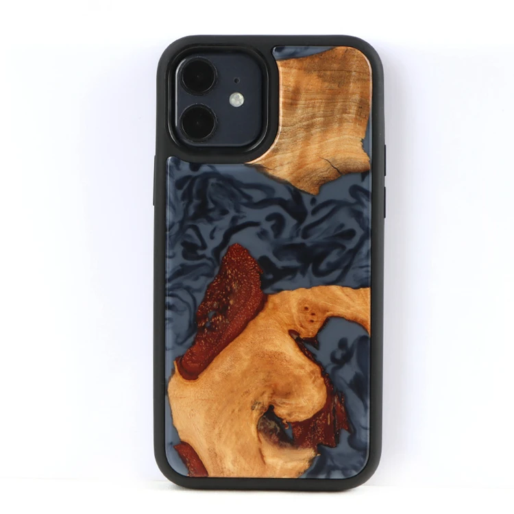 

For iPhone 12 pro creative craft mobile phone protective case resin wood niche mobile phone case