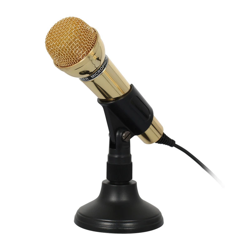 

3.5mm wired Mic Mobile KTV Karaoke Desk Laptop Stand Mini Metal Microphone