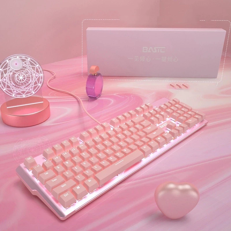 

Gaming Keybord Computer Pc Rgb Retro Tastatur Teclado Rosado Mechanical Wireless Gaming Pink Keyboard