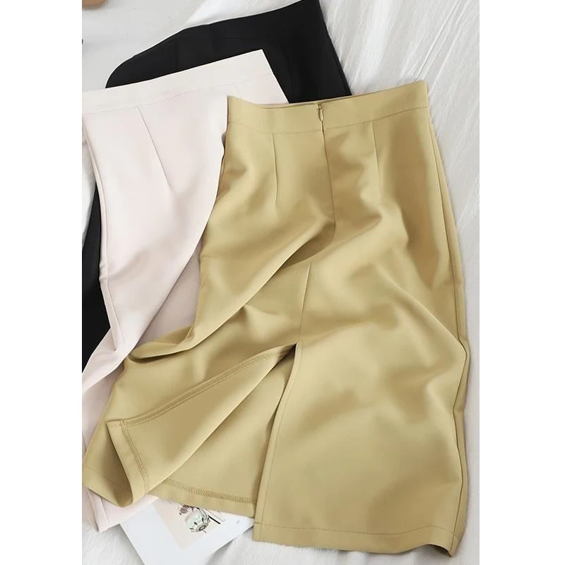 

ly373 2021 High Waist Elastic Pencil Skirt Female Bodycon Skirts Womens Summer spring Ladies Office Knee Length Back Split Skirt