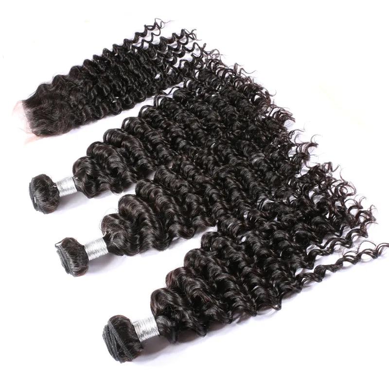 

Deep wave 3 Human Hair bundle With 13x4 13x6 swiss Lace Frontal