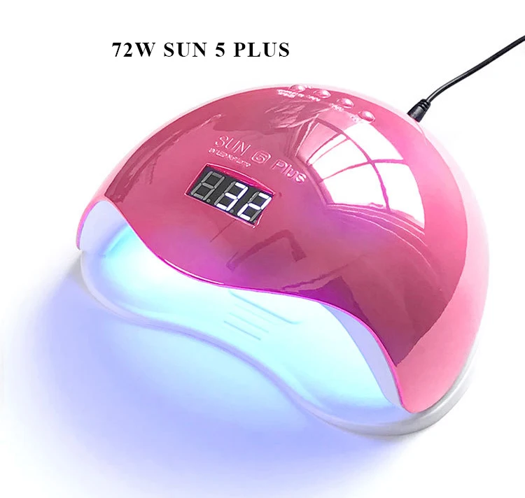 

72W Professional Nail Dryer 10s 30s 60s 99s Timer SUN 5 Plus Nail Lamp 30 Beads UV LED Lamp for Manicure, Pink, blue, silver