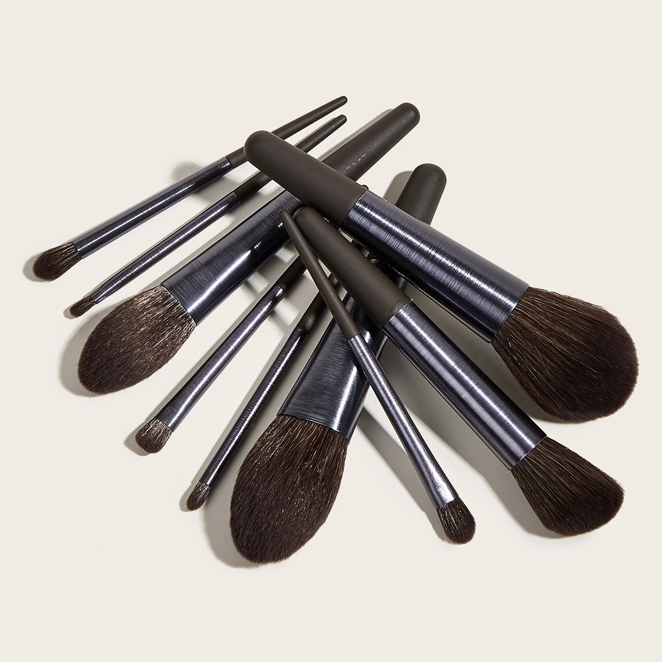 

High Quality Private Label 9 pcs New Arrival Makeup Brush Set with Hair Line Ferrules
