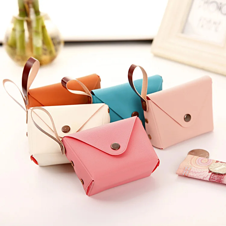 

Wholesale Cheap Pu Leather Girl Macarons Candy Color Small Change Cute Coin purse Key Creative Hand Mini Bags Pouch Kids Wallet, 7 colors