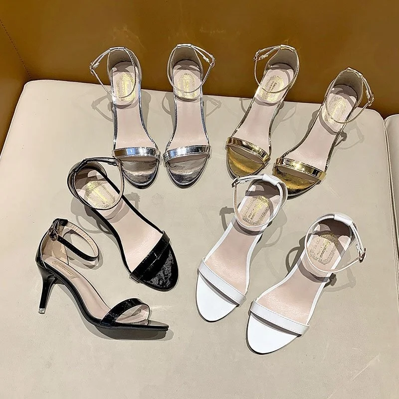 

New Design Heels Sandals Square Toe Lace Up Stiletto High Heels Elegant Sexy Ladies High Heel Pumps Single Flat Shoes For Women, Brown/white