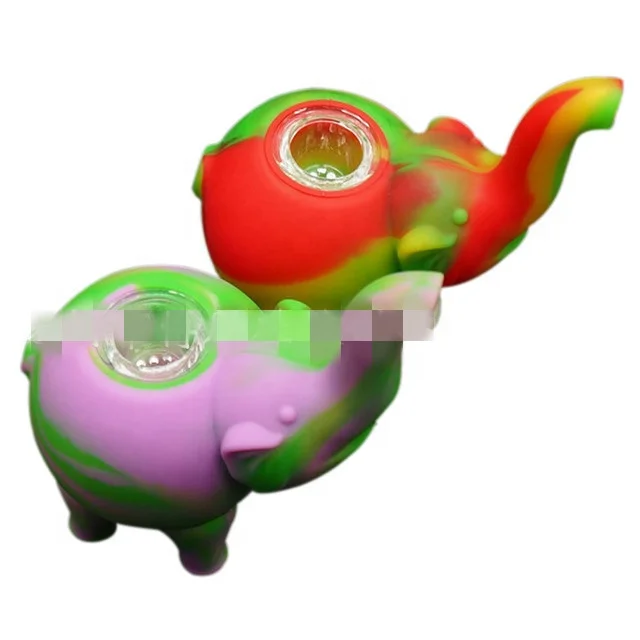 

Creative Elephant Silicone Glass Bowl Weed Tobacco Smoking Pipe 2021, Picture