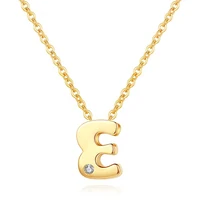 

14K Solid Gold Initial Letter Necklace Jewelry Letter E Diamond Necklace Gold