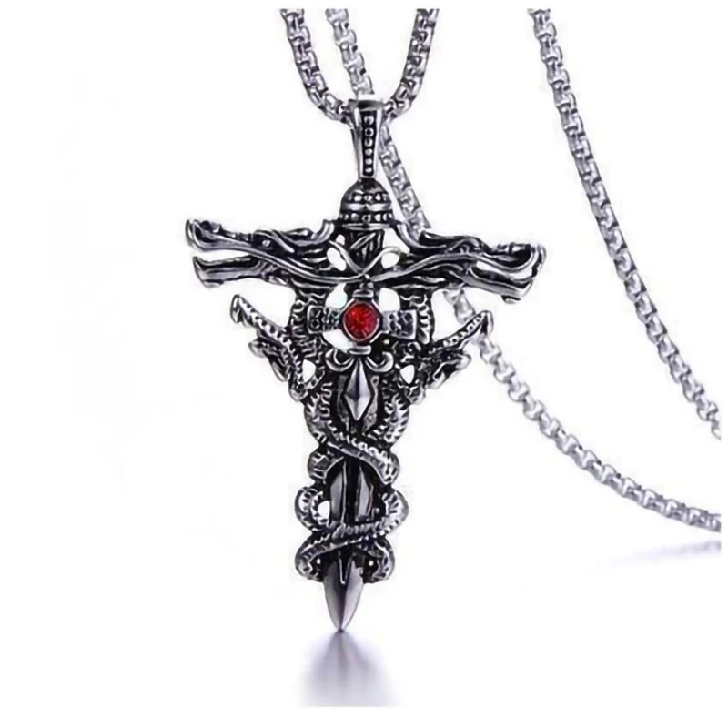 

Stainless steel cross necklace vintage jewelry titanium steel electroplated gold jewelry men's pendant wholesale