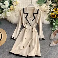 

Autumn Long Sleeves Knitting Elegant Blazer Dress French Vintage Charm Dresses