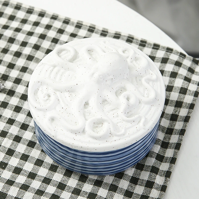 

Modern Nordic Home Decor Accessories Handmade Trinket Candy Storage jar blue Ceramic Jewelry Box Wedding Gift
