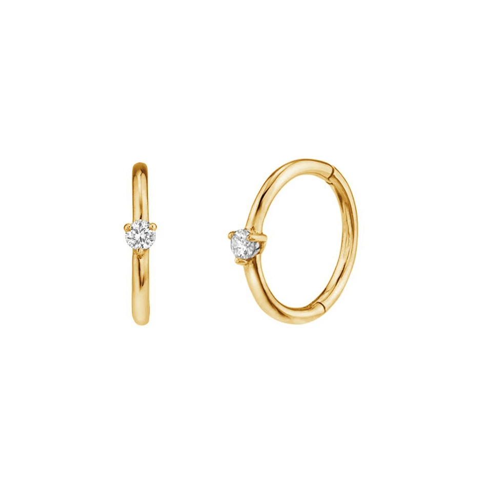 

fashionable minimalist 925 sterling silver jewelry 18k gold plated medium diamond seamless hoop earrings