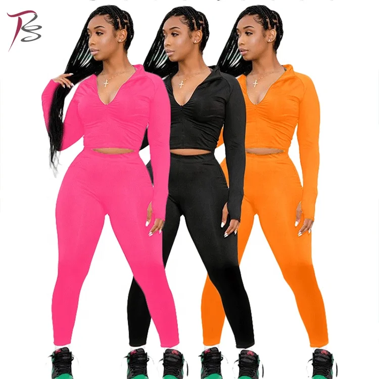 

New product urban zipper fashion sports long-sleeved casual women's two-piece suit, 4 colors