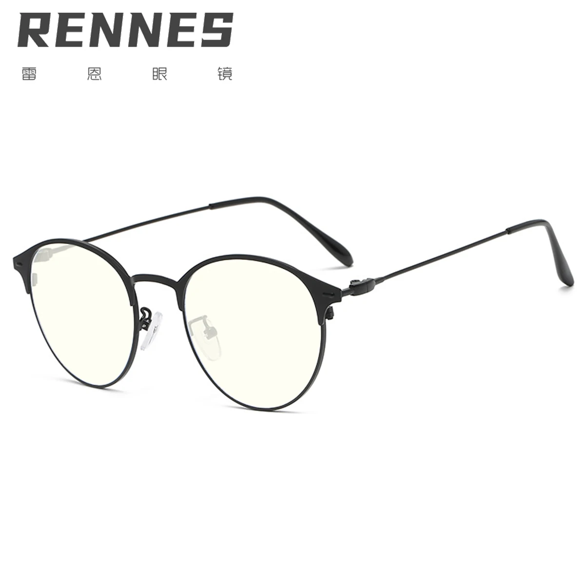 

RENNES 2021 new anti-blue color color-changing glasses men and women's same retro plain glasses metal frame glasses 9007