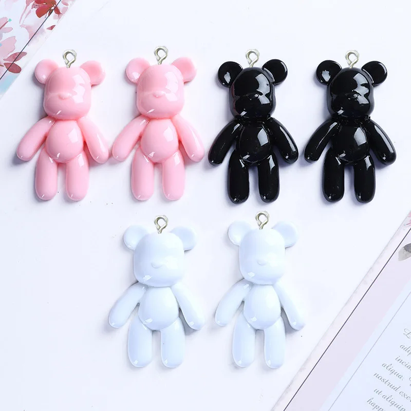 

Cartoon Cool Bear Resin Charms for Earrings Bracelet Necklace Keychain DIY Pendant Jewelry Making Flatback Cabochon Accessories, White,black,pink