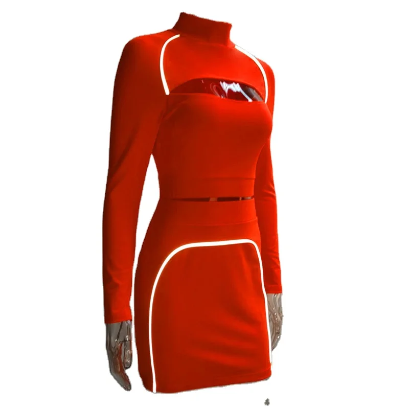 

Women Two Piece Suit crop top with skirt set Summer Ladies Neon Green Clothing