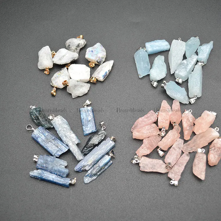

Various Natural Gemstone Rough Mineral Stone Pendant Freeform shape Aquamarine / Kyanite / Sunstone / Amethyst, Various color