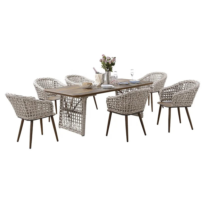 
Aluminium PE rattan Creative chair dining sets gridding chairs Outdoor Furniture 