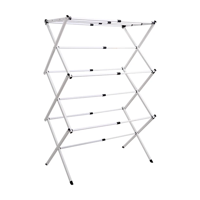 

Customized Foldable 3 Tier Clothes Hanger Stand Cloth Dryer Stand Clothes Drying Rack, White(optional)