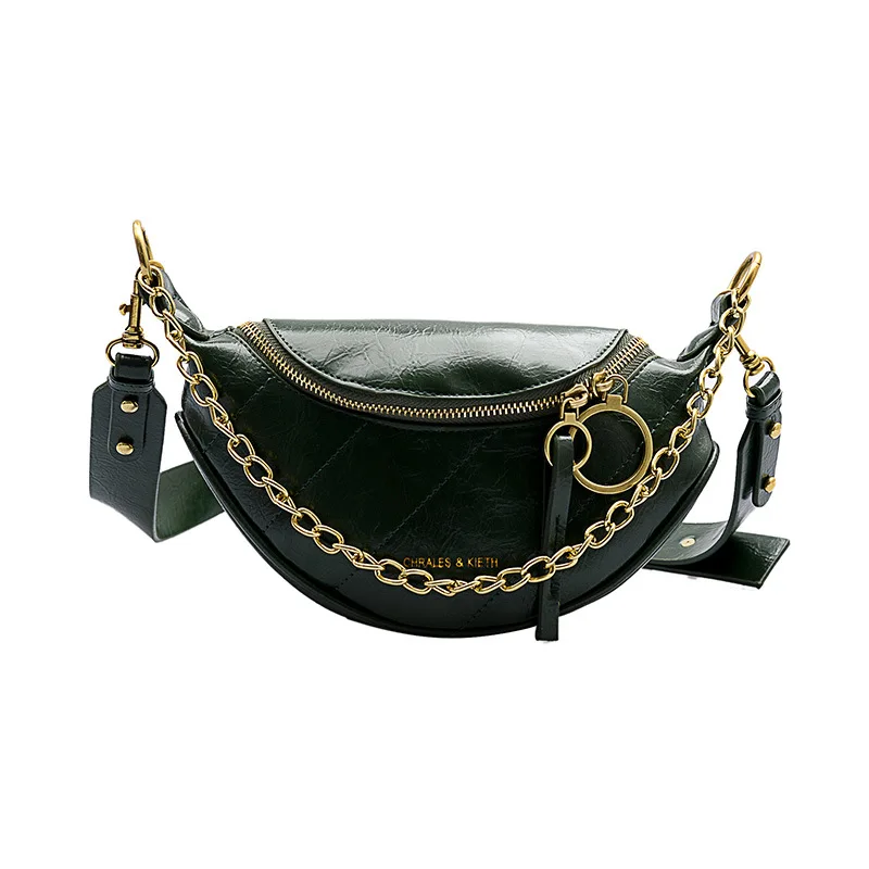 

KL110 85 New retro Korean style PU chain messenger bag female multi-function shoulder bag women waist bag