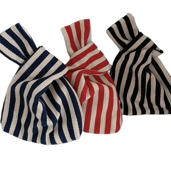 

Colorful Striped Tote Bags Single-shoulder Bags Knit Bags For Shopping In Supermarket Grocery