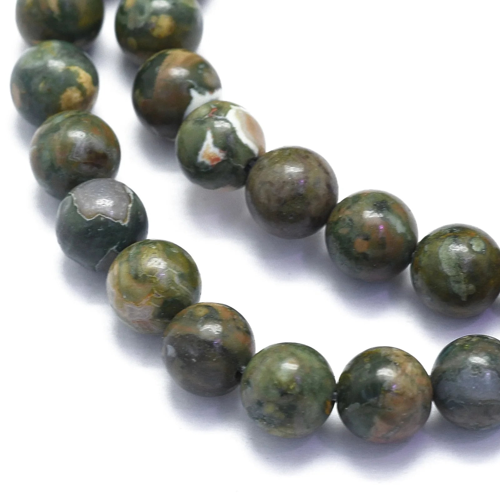 

PandaHall 8mm Natural Faceted Round Rhyolite Jasper Beads