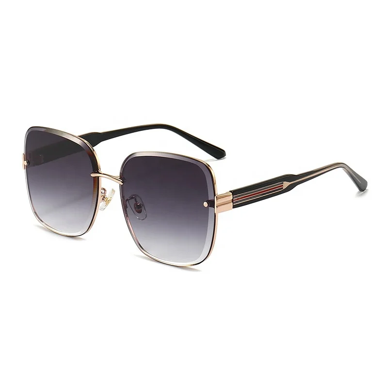 

2022 Newest TR Nylon Sunglass Trendy Designer Metal Square Women Shades UV Custom Sun Glasses High Grade Ladies Sunglasses