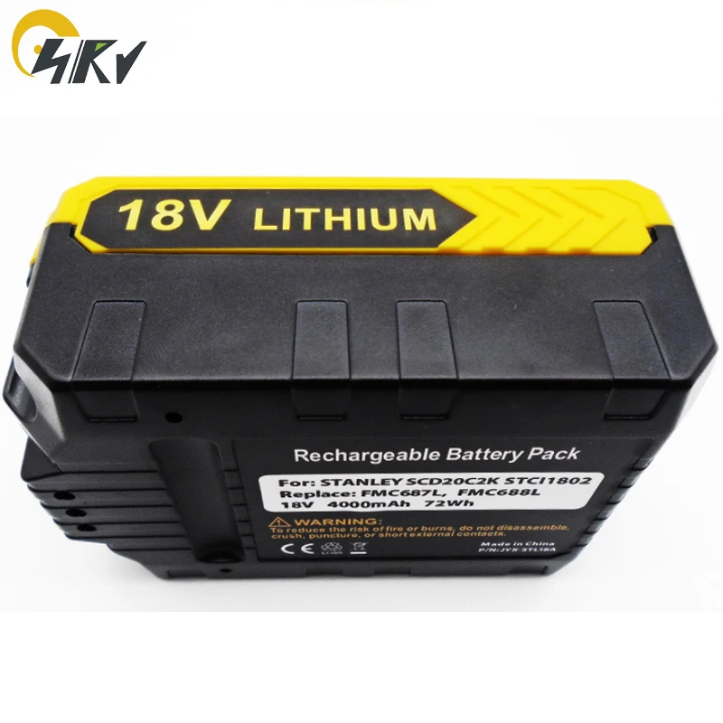 
5.0Ah 4.0Ah high capacity 18V cordless impact drill battery for STANLEY FATMAX PCC680L PCC685L LBX20 LBXR20 FMC687L 