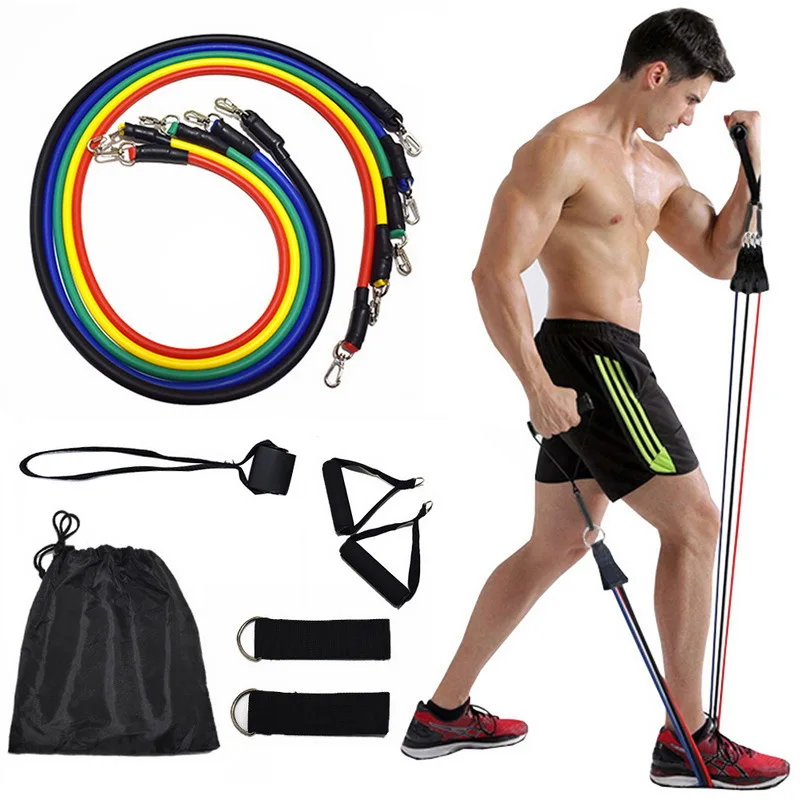 

2020 Multi-function Home Workouts 11 pcs resistance loop exercise bands set, As pictures