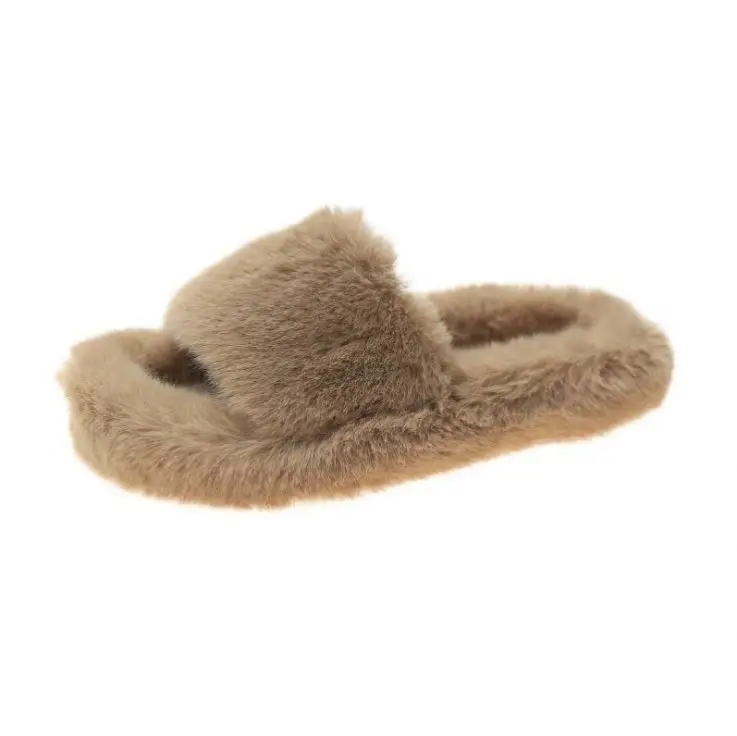 

Ladies Luxury and Comfort Fur Slides Slippers, Women Winter Faux Fur Open Toe Slippers, White/black/pink