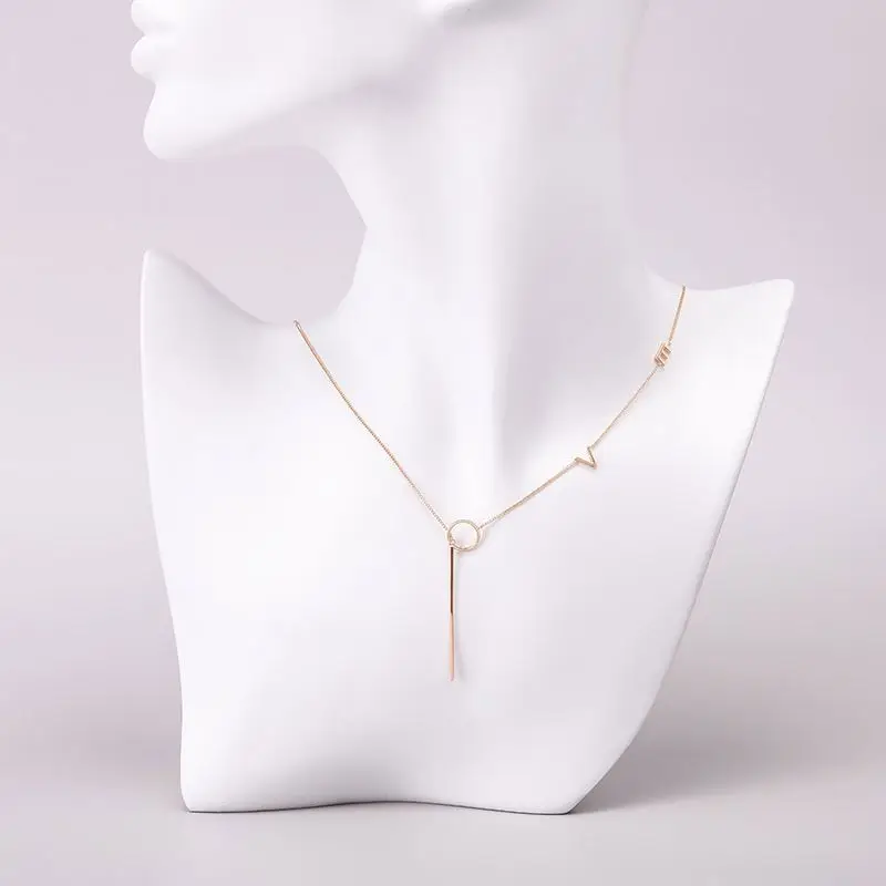 

YN10079 Italina Romantic Valentine Gift Rose Gold Plated 925 Sterling Silver Personality LOVE Brass Chain Necklace Women Jewelry