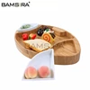 Bamboo snack tray, Food serving tray, Serving tray set Ceramic serving platter Football shape with ceramic bowl