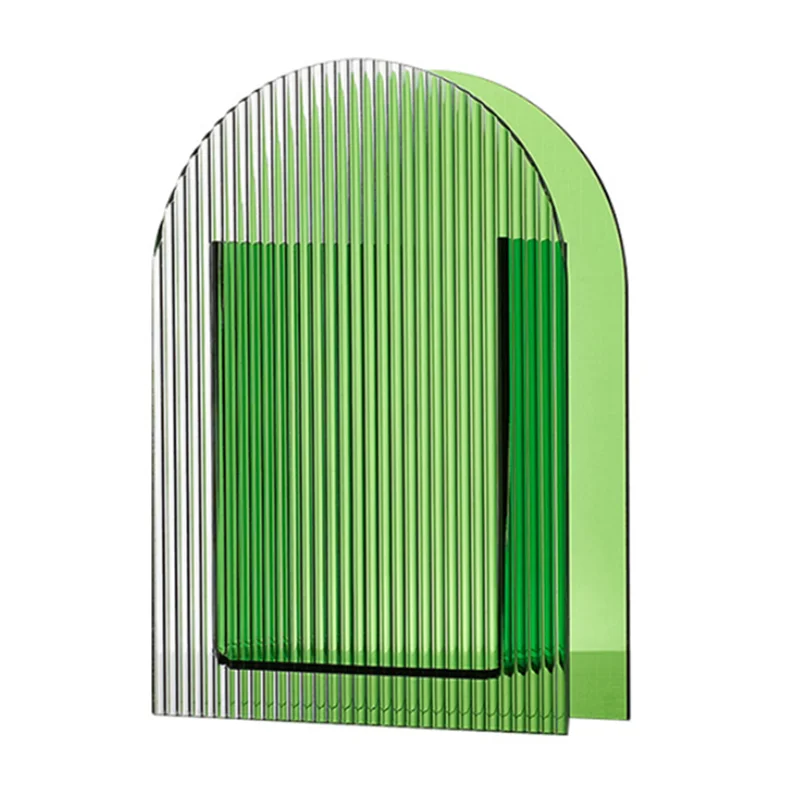 

Hot Selling Acrylic Striped Green Vase Glass Flower Vase Decoration Vase