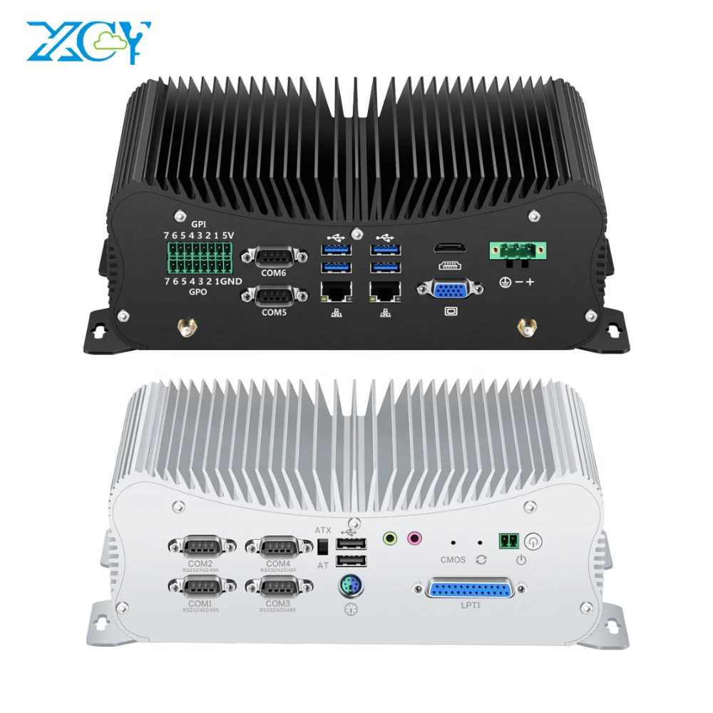 

12V 24V Fanless Computer Core i5 8265U i7 10510U Project Industrial Mini PC w/ RJ45 RS232 RS485 DDR4 M.2 mSATA GPIO PS2 SIM