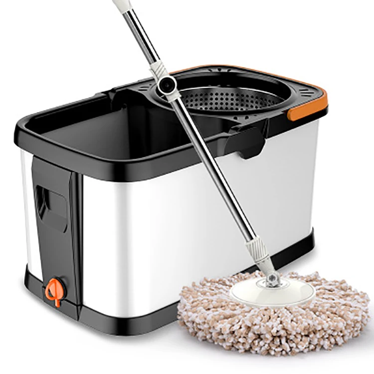 

Microfiber Magic 360 Spin Cleaning Mop with Metal Bucket Set, Silver