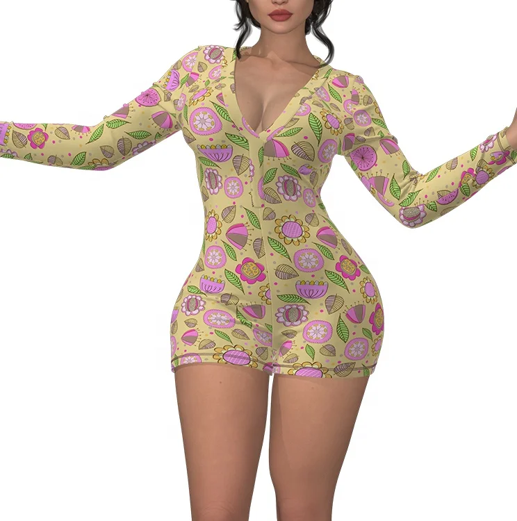 

wholesale pajama long sleeve prints jumpsuit onsies adult onesie for women