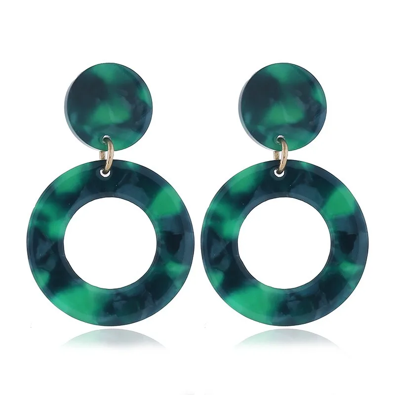 

Korean Round Green Resin Acrylic Acetate Geometric Circles Stud Earrings for Women Wholesale Jewelry