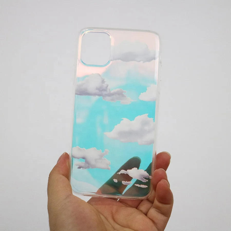 

2021 High quality holographic phone cases for iphone 7-12 pro max sky mobile phone cover drop shipping