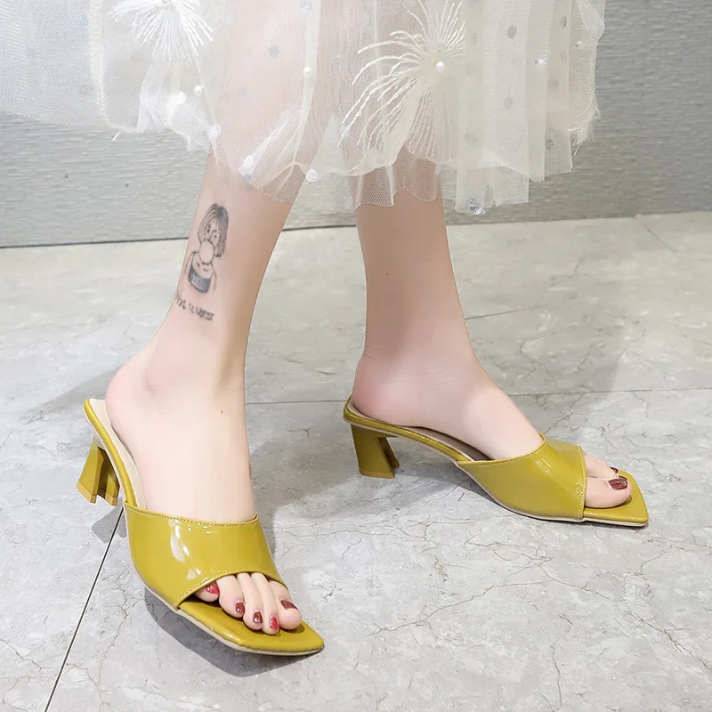 

Women Multicolour Open Toe Ankle Strap Sandals Sexy High Heels Lady Shoes Buckle 6.5cm Low Heel Summer Sandals