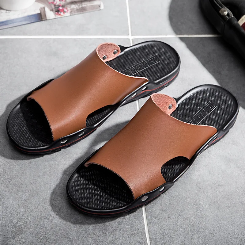 

Hot sale men's casual summer outdoor sandals England style flat shoes men's beach casual slippers, As pictures