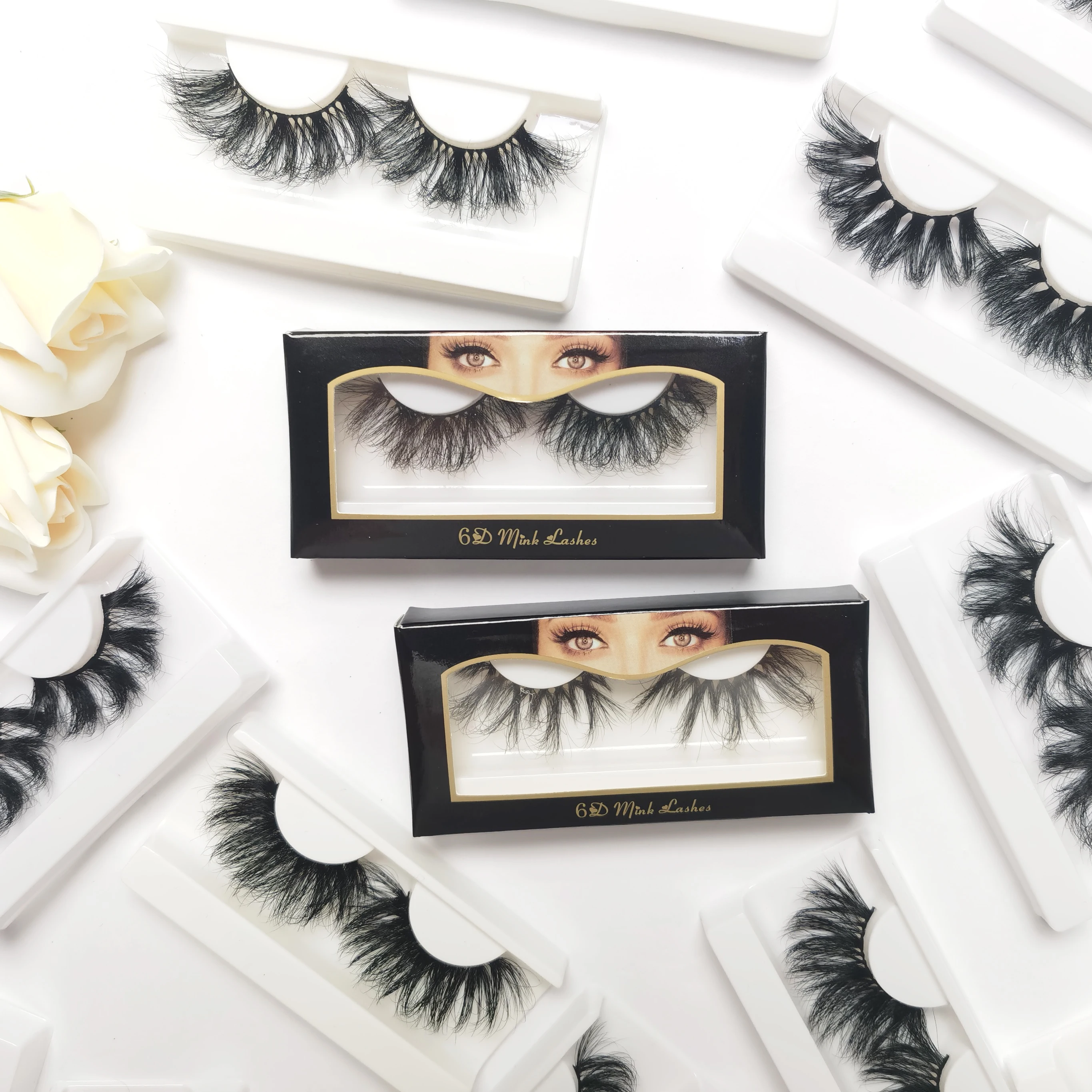 

3D Mink eyelashes vendor 22mm 25mm 27mm 28mm 30mm 5D Mink strip lashes with custom eyelashes packaging cruelty free eyelashes, Natural black