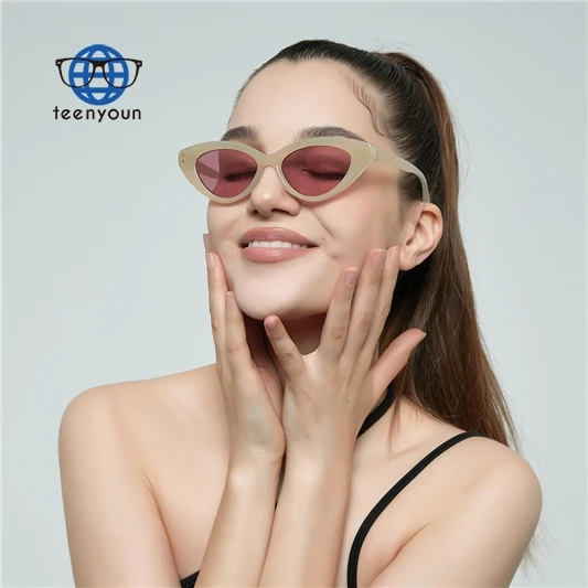 

Teenyoun Wholesale Popular Rivet Frame Sunglasses 2023 New Gradient Color Lens Shades Fashion Vintage Small Cat Eyes Women