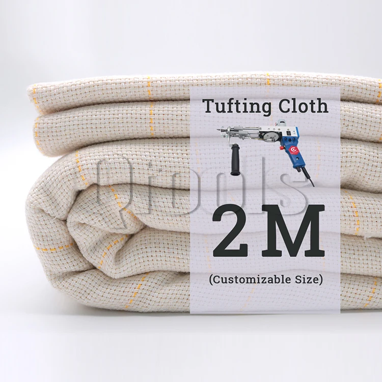 Manufacturer's Custom Embroidery Fabric 2m Width Yellow Guideline Weaving Tufting Cloth Different Sizes for DIY Rugs Upholstery