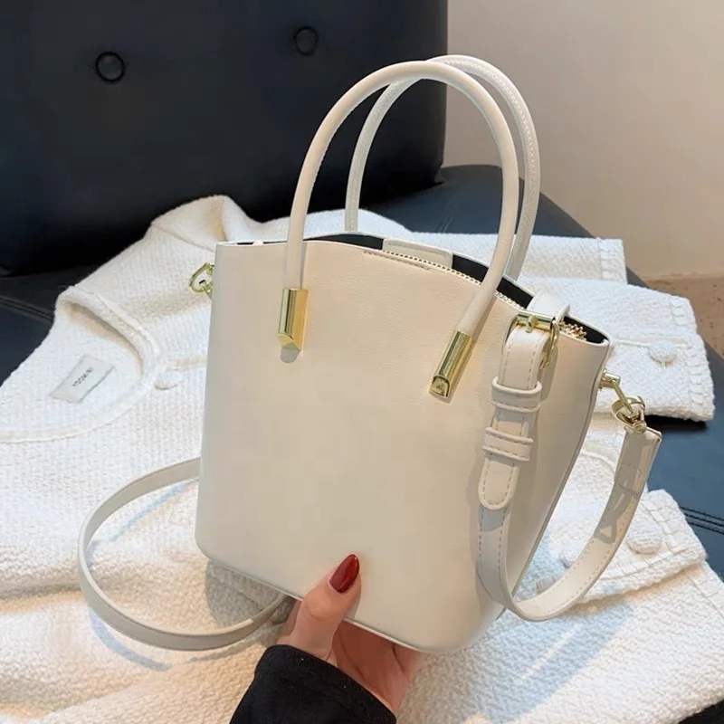 

Casual simple bucket bag Korean fashion ladies trend pu large-capacity handbag comfortable vacation messenger bag new, Beige/yellow/green/red/black