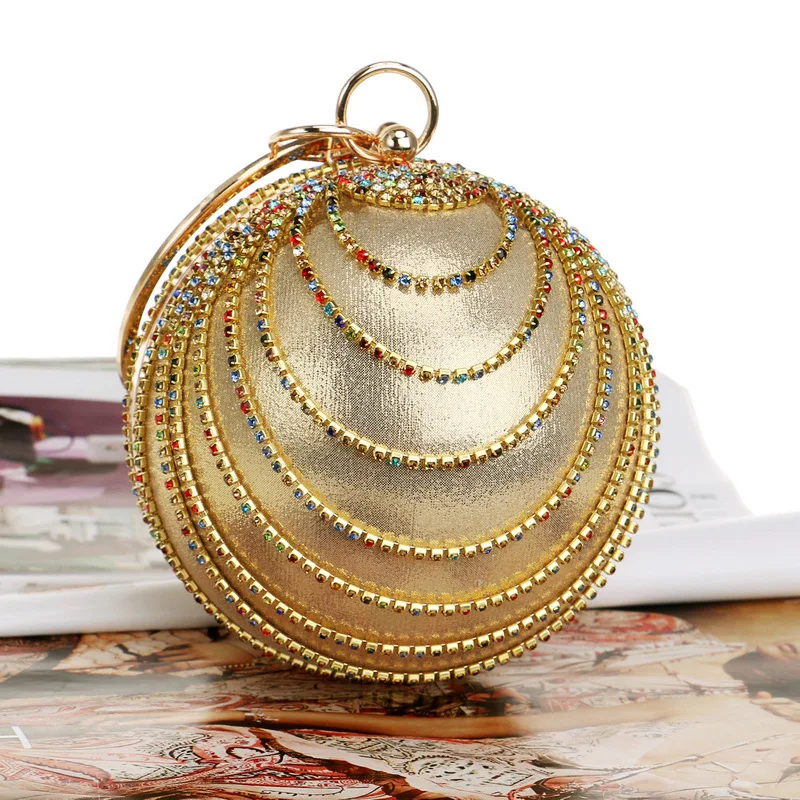 

2020 Circular Ball Diamond Tassel Women Party Dinner Clutches Evening Wedding Bag Bridal Shoulder Handbag Wristlets Clutch, 6colors