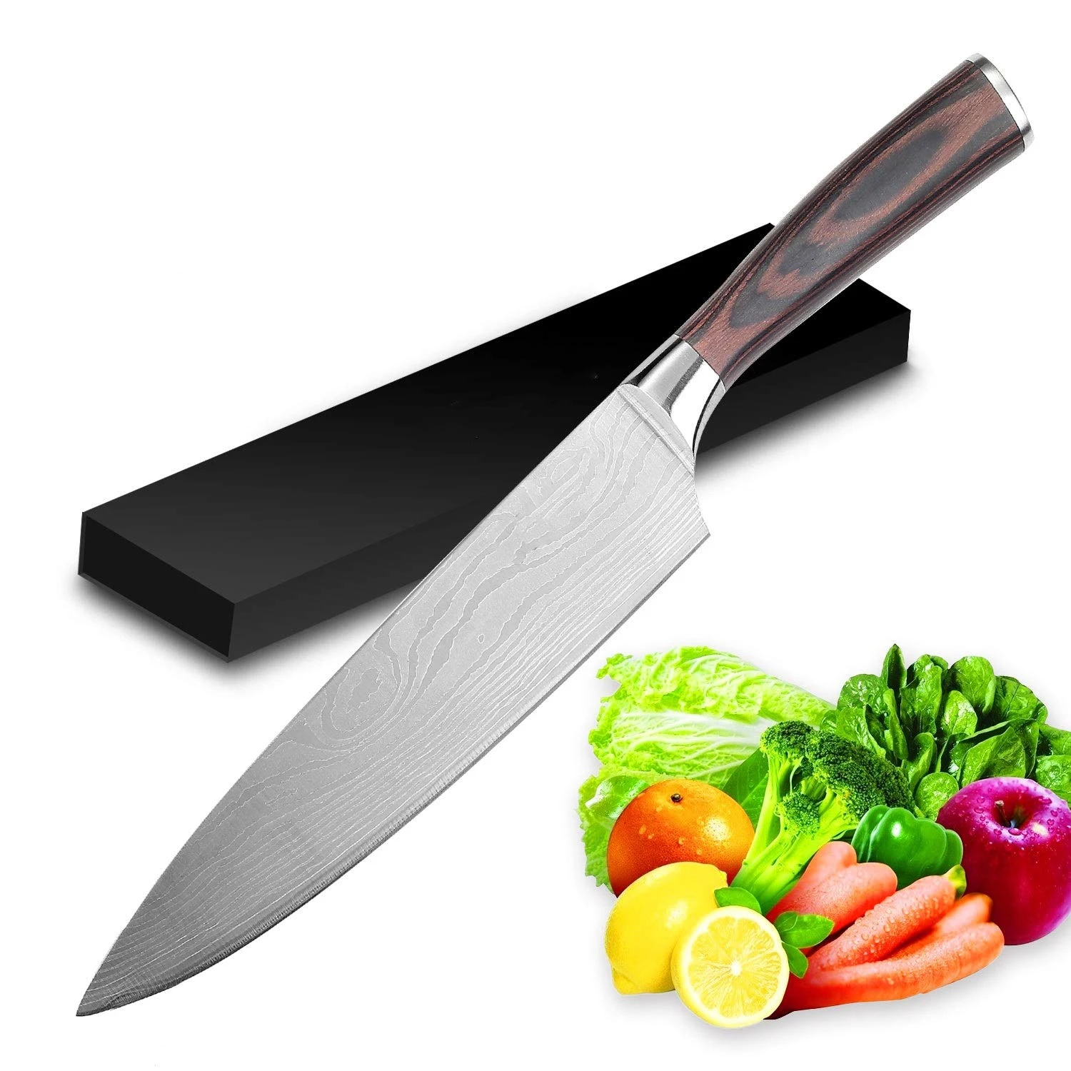 

2020 ECO bestseller Damascus Pattern 7CR17mov Stainless Steel Kitchen wood handle  Japanese Chef Knife sets, Customized color acceptable